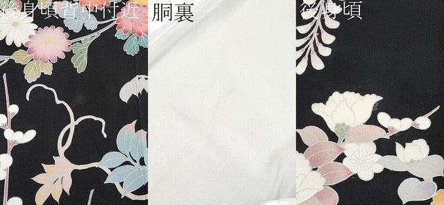 平和屋着物●極上 振袖 友禅 花車文 黒地 逸品 CYAA4720s6