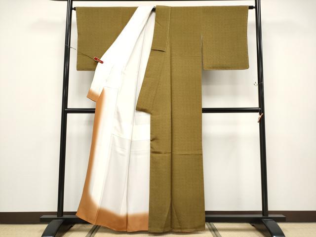 平和屋着物●極上 重要無形文化財 人間国宝 中村勇二郎 江戸小紋 古代菊 仙斎茶色地 逸品 未使用 CYAA4730s6