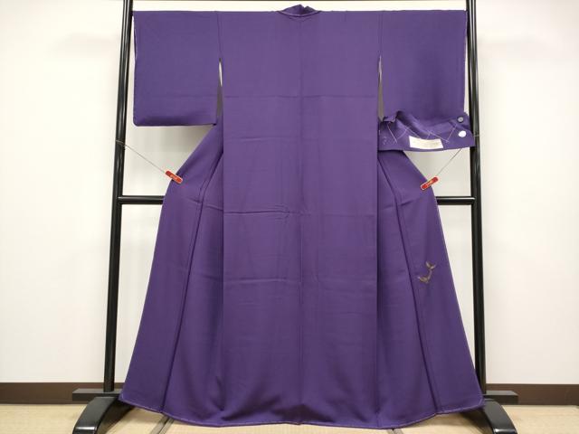 平和屋着物●極上 染色作家 斉藤三才 色無地 深紫色地 反端付き 逸品 未使用 CYAA4733s6