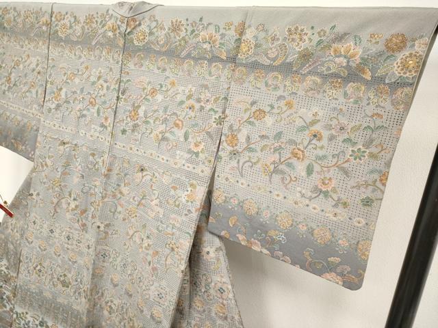 平和屋本店●極上 中国三大刺繍 スワトウ刺繍 総刺繍 訪問着 更紗花鳥唐草文 暈し染め 金糸 逸品 CYAA4739s6