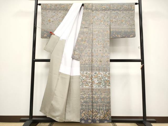 平和屋本店●極上 中国三大刺繍 スワトウ刺繍 総刺繍 訪問着 更紗花鳥唐草文 暈し染め 金糸 逸品 CYAA4739s6