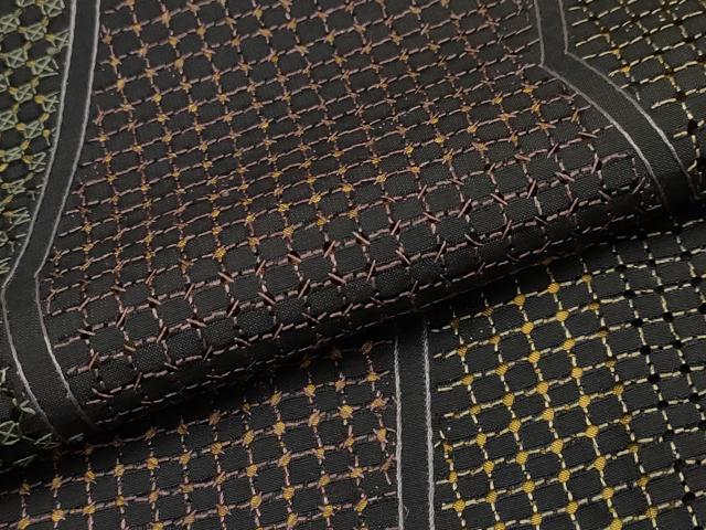 平和屋着物●極上 中国三大刺繍 スワトウ刺繍 総刺繍 小紋 変わり間道 黒地 逸品 CYAA4740s6
