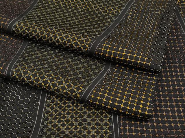 平和屋着物●極上 中国三大刺繍 スワトウ刺繍 総刺繍 小紋 変わり間道 黒地 逸品 CYAA4740s6