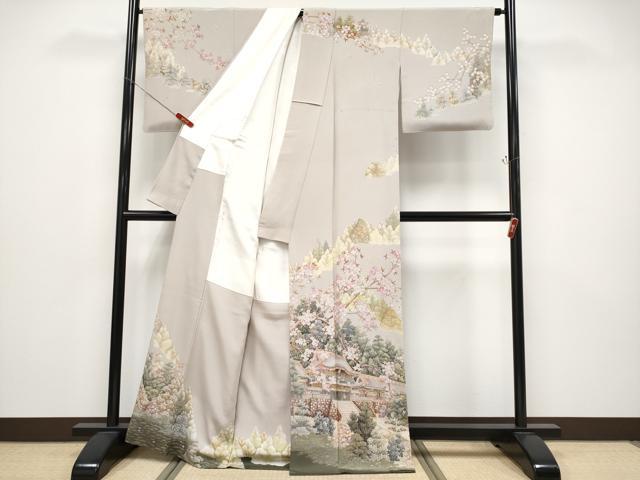 平和屋着物●極上 訪問着 作家物 風景文 灰梅色地 逸品 CYAA4748s6