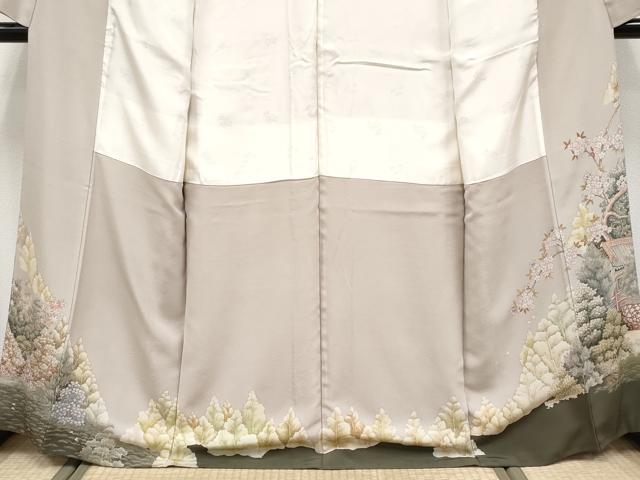 平和屋着物●極上 訪問着 作家物 風景文 灰梅色地 逸品 CYAA4748s6