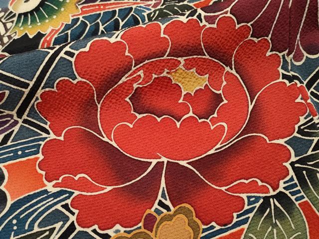 平和屋着物●極上 手ざし京紅型染・宮崎紅型 宮崎良次 訪問着 籬花鳥文 暈し染め 逸品 CYAA4754s6