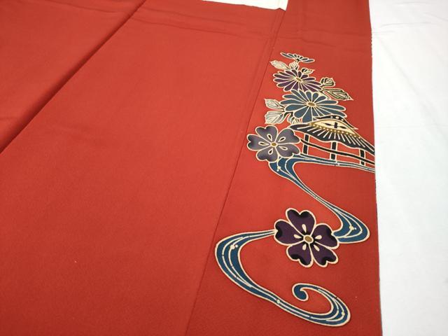 平和屋着物●極上 手ざし京紅型染・宮崎紅型 宮崎良次 訪問着 籬花鳥文 暈し染め 逸品 CYAA4754s6