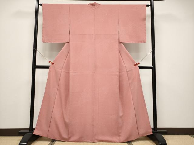平和屋着物●極上 洗える最高級着物 <英>はなぶさ謹製 江戸小紋 寄せ小紋柄 鬼しぼ縮緬 甚三紅色地 逸品 未使用 CYAA4761s6