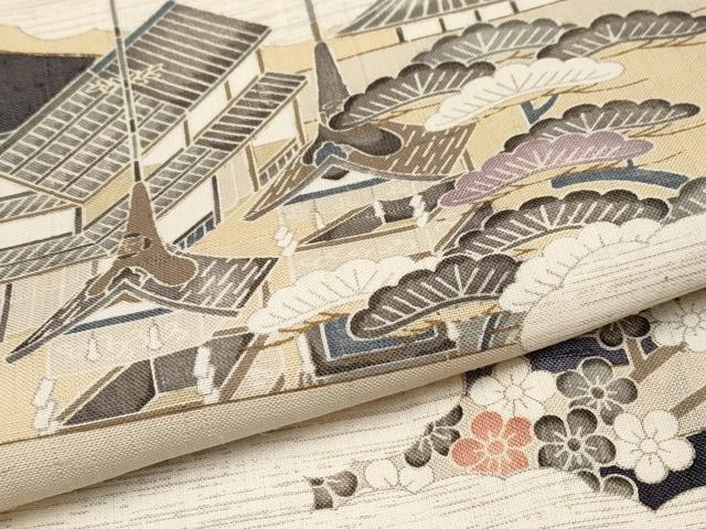 平和屋本店●極上 染織の名門 しょうざん 生紬 訪問着 人物風景文 金彩 逸品 CYAA4762s6