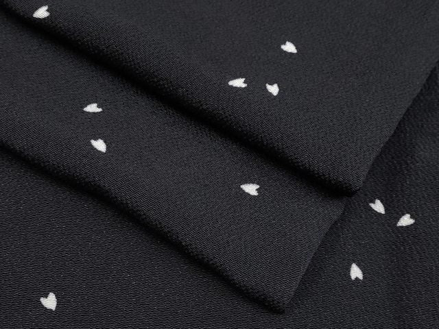 平和屋着物●極上 小紋 舞花びら 黒地 鬼しぼ縮緬 逸品 未使用 CYAA4767s6