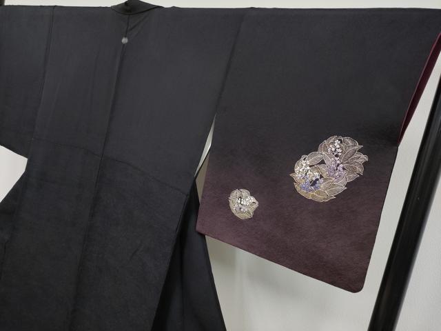 平和屋本店●極上 金彩友禅 卓越技能者・名工・和田光正 京金彩 華陽 訪問着 枝花文 暈し染め 黒地 金銀彩 逸品 CYAA4774s6