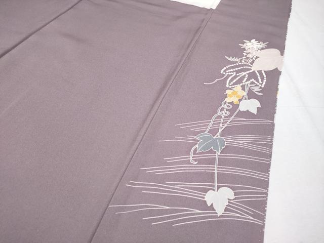 平和屋着物●極上 訪問着 刺繍 蔦の葉花文 金彩 葡萄鼠色地 逸品 CYAA4782s6