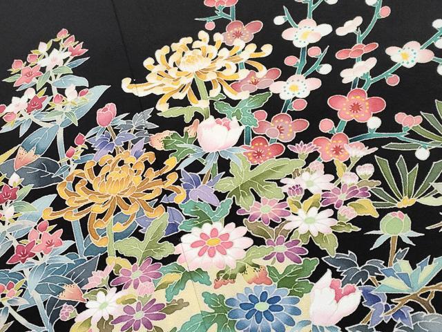 平和屋着物●極上 本加賀友禅作家 染元千紅代表 寺西一紘 黒留袖 花籠文 三越扱い 逸品 CYAA4793s6