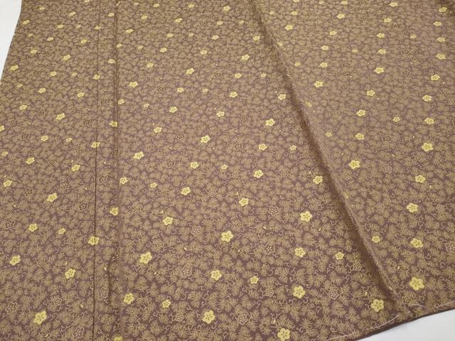 平和屋着物●極上 お召 黄金糸 梅松文 煤竹色地 逸品 未使用 CYAA4802s6