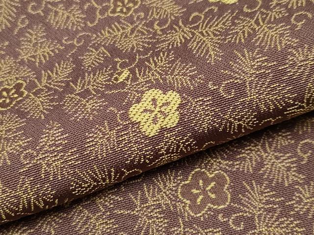 平和屋着物●極上 お召 黄金糸 梅松文 煤竹色地 逸品 未使用 CYAA4802s6