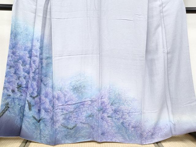 平和屋着物●極上 訪問着 枝花文 暈し染め 牡丹鼠色地 健勝苑扱い 反端付き 逸品 CYAA4803s6