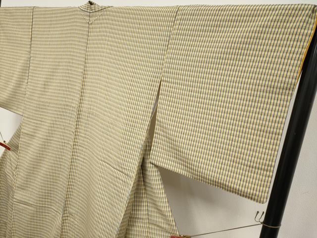 平和屋着物●極上 本塩沢 やまだ織 格子柄 平賀則子作 証紙付き 逸品 CYAA4804s6