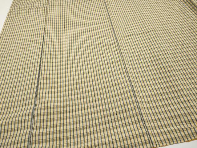 平和屋着物●極上 本塩沢 やまだ織 格子柄 平賀則子作 証紙付き 逸品 CYAA4804s6