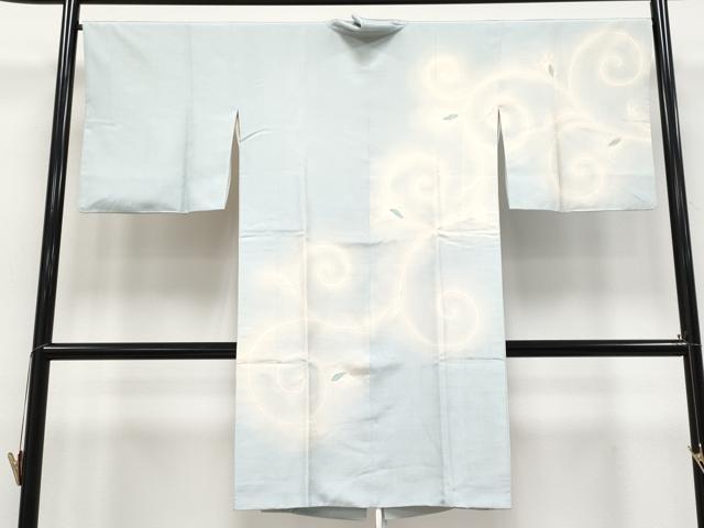 平和屋着物∞極上 道中着 ロング丈 紬地 花唐草文 金銀彩 秘色色地 逸品 CYAA4805s6