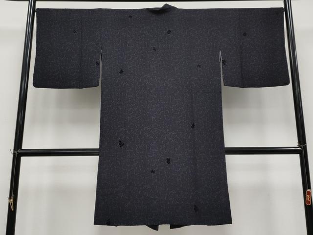 平和屋着物∞極上 道中着 ロング丈 輪奈ビロード モール織 葉尽くし 黒紅色地 逸品 CYAA4808s6