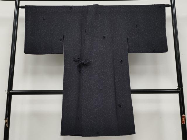 平和屋着物∞極上 道中着 ロング丈 輪奈ビロード モール織 葉尽くし 黒紅色地 逸品 CYAA4808s6