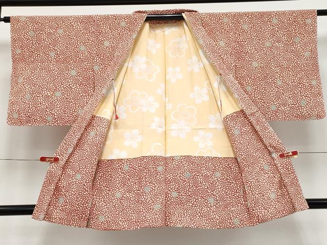 平和屋着物∞極上 銀座 志ま亀 羽織 型染め 花尽くし 練色地 たとう紙付き 逸品 未使用 CYAA4813s6