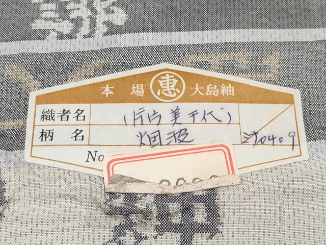 平和屋本店●極上 本場大島紬 白恵泥 恵大島織物 二代目・恵美知雄謹製 9マルキ 畑波 証紙付き 逸品 CYAA4835s6