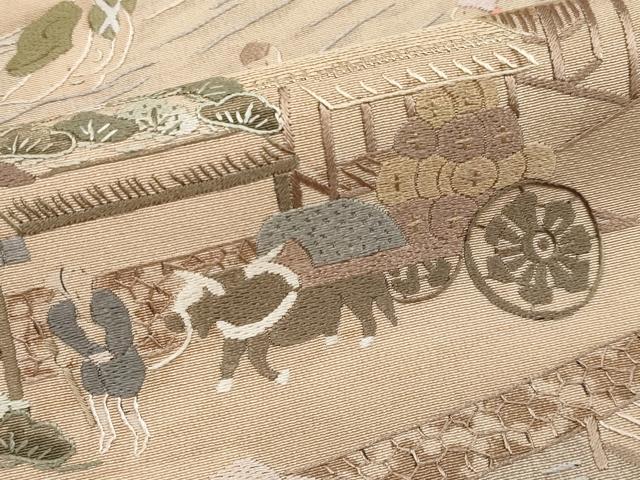 平和屋着物●極上 中国三大刺繍 相良刺繍 総刺繍 訪問着 人物風景文 肌色地 逸品 CYAA4840s6