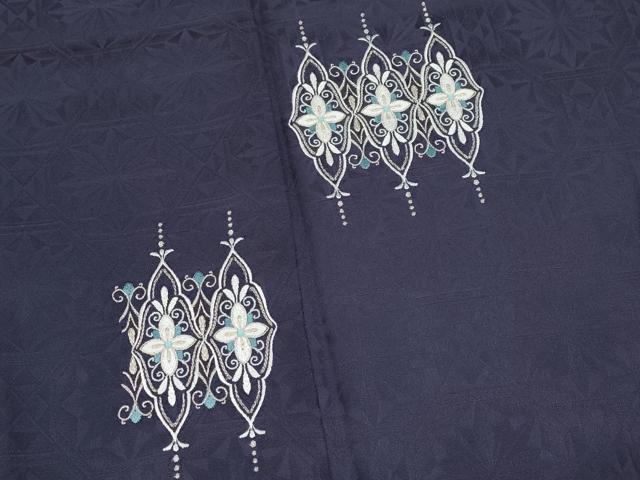 平和屋着物●極上 訪問着 総刺繍 花唐草文 紫黒色地 銀糸 反端付き 逸品 未使用 CYAA4859s6