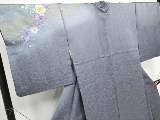 平和屋本店●極上 久保田一竹 幻の辻が花 訪問着 暈し染め 金通し地 薄鼠色地 反端付き 逸品 CYAA4864s6
