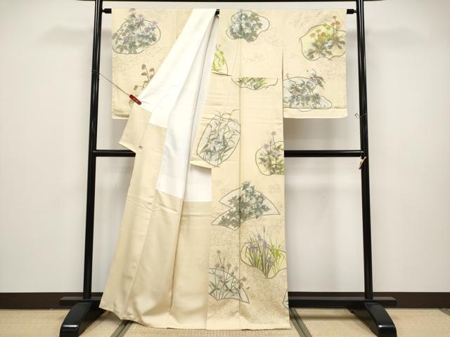 平和屋本店●極上 友禅作家 大槻純 訪問着 草花文 金銀彩 蜂蜜色地 さが美扱い 逸品 未使用 CYAA4865s6