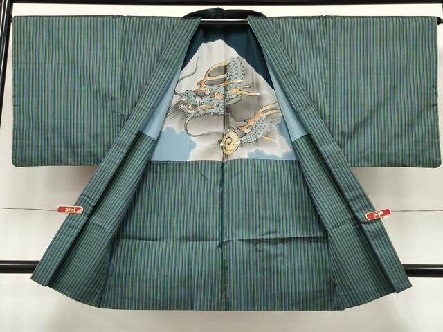 平和屋着物●極上 男性 紬 アンサンブル 縞 逸品 CYAA4872s6