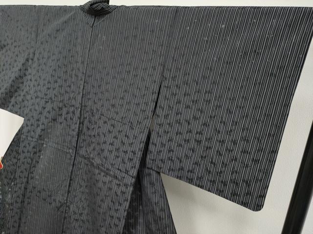 平和屋着物*極上 夏物 お召 もじり織 白根沢 跳兎 黒地 逸品 CYAA4874s6