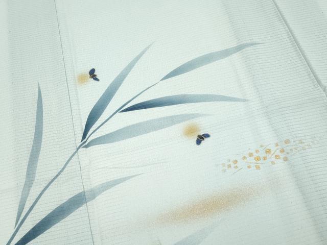 平和屋着物*極上 夏物 訪問着 絽 蛍 金彩 青磁鼠色地 洗える着物 逸品 CYAA4885s6