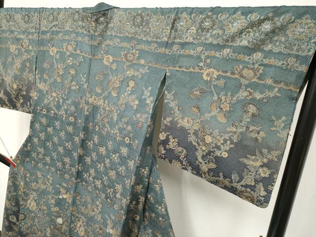 平和屋本店●極上 中国三大刺繍 スワトウ刺繍 総刺繍 訪問着 更紗花唐草文 暈し染め 錆鉄御納戸色 さが美扱い 逸品 CYAA4927s6