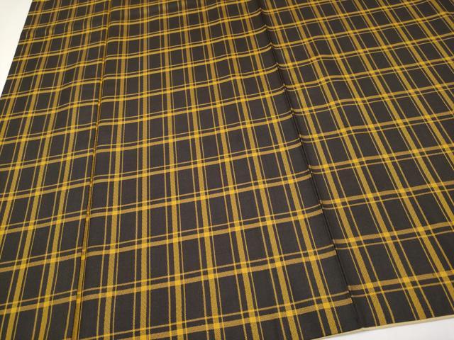 平和屋本店●極上 本場黄八丈 黒八丈 まるまなこ 紬 格子柄 逸品 CYAA4930s6