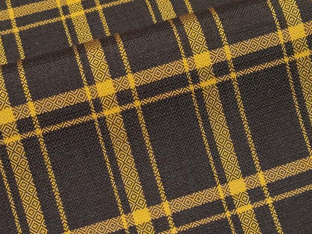 平和屋本店●極上 本場黄八丈 黒八丈 まるまなこ 紬 格子柄 逸品 CYAA4930s6