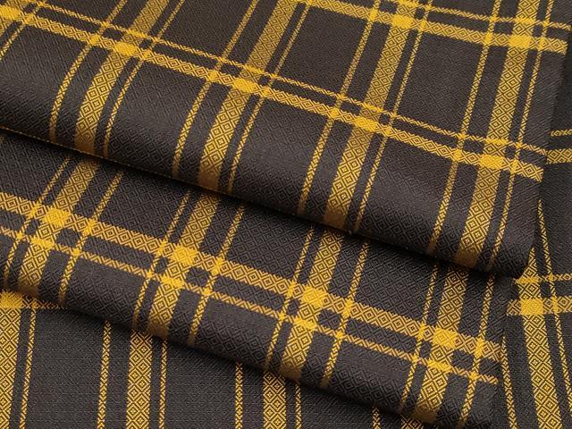 平和屋本店●極上 本場黄八丈 黒八丈 まるまなこ 紬 格子柄 逸品 CYAA4930s6