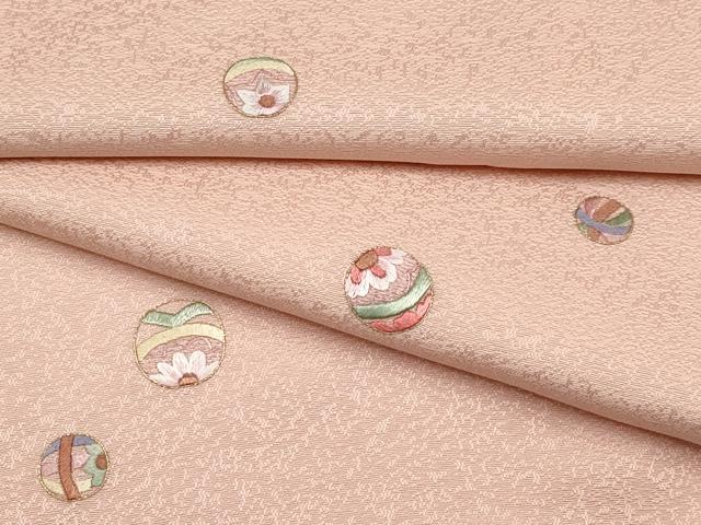 平和屋着物●極上 小紋 総刺繍 鞠花文 一斤染色地 逸品 CYAA4933s6