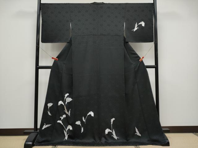 平和屋着物●極上 訪問着 総刺繍 カラー 黒地 逸品 未使用 CYAA4937s6