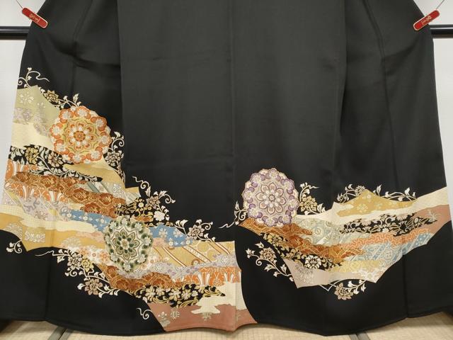 平和屋本店●極上 創業460年・千總 黒留袖 駒刺繍 正倉院更紗唐草文 金彩 高島屋扱い 逸品 CYAA4946s6