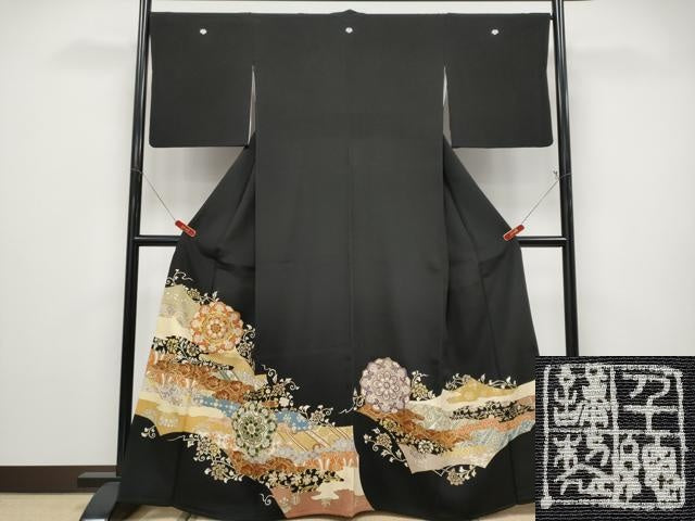 平和屋本店●極上 創業460年・千總 黒留袖 駒刺繍 正倉院更紗唐草文 金彩 高島屋扱い 逸品 CYAA4946s6