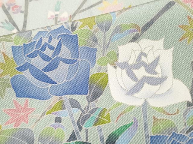 平和屋本店●極上 本加賀友禅作家 百貫華峰 色留袖 鴛鴦枝花文 暈し染め 藤紫色地 逸品 未使用 CYAA4947s6