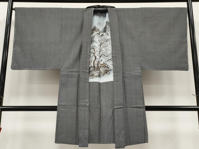 平和屋着物∞極上 男性 長羽織 お召 黒地 逸品 未使用 CYAA4964s6