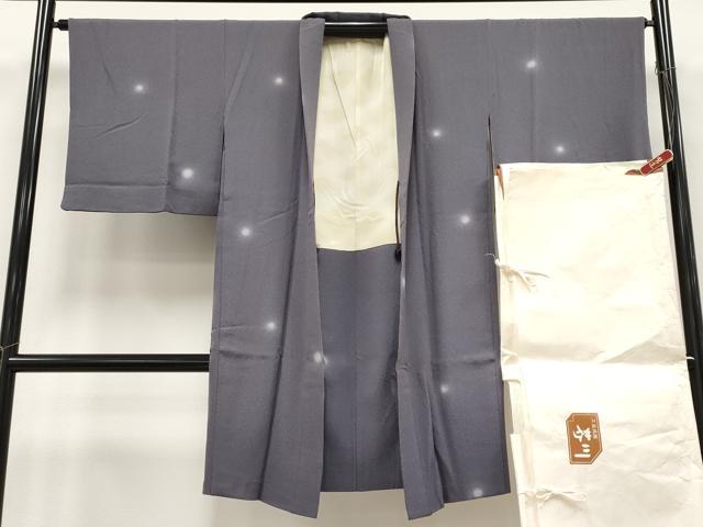 平和屋本店∞極上 工芸呉服 芥川 長羽織 あられ文 蛍暈し 濃鼠色地 たとう紙付き 逸品 CYAA4965s6