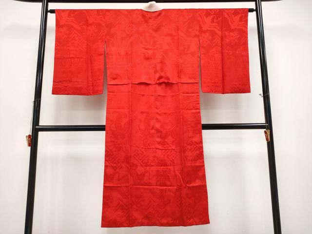 平和屋本店●極上 アンティーク 大正ロマン 長襦袢 袷 松竹梅飛鶴地紋 逸品 CYAA4969s6