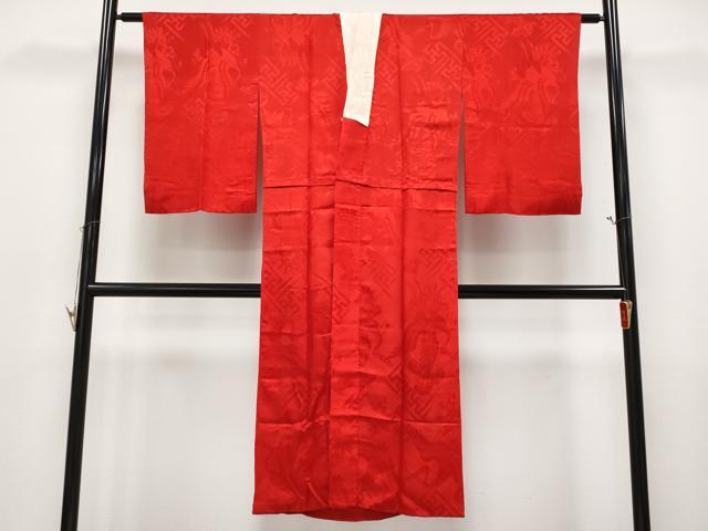 平和屋本店●極上 アンティーク 大正ロマン 長襦袢 袷 松竹梅飛鶴地紋 逸品 CYAA4969s6