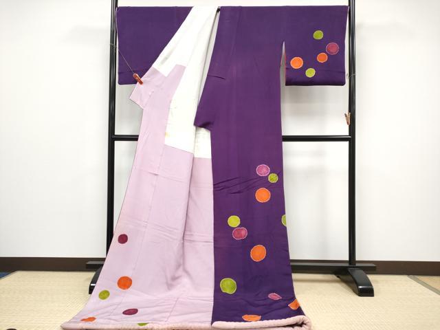 平和屋本店●極上 お引きずり・お引き摺り 訪問着 水玉 桑の実色地 逸品 CYAA4992s6