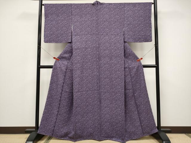 平和屋着物●極上 小紋 更紗唐草文 深紫色地 逸品 未使用 CYAA5001s6