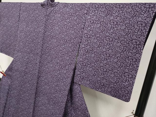 平和屋着物●極上 小紋 更紗唐草文 深紫色地 逸品 未使用 CYAA5001s6